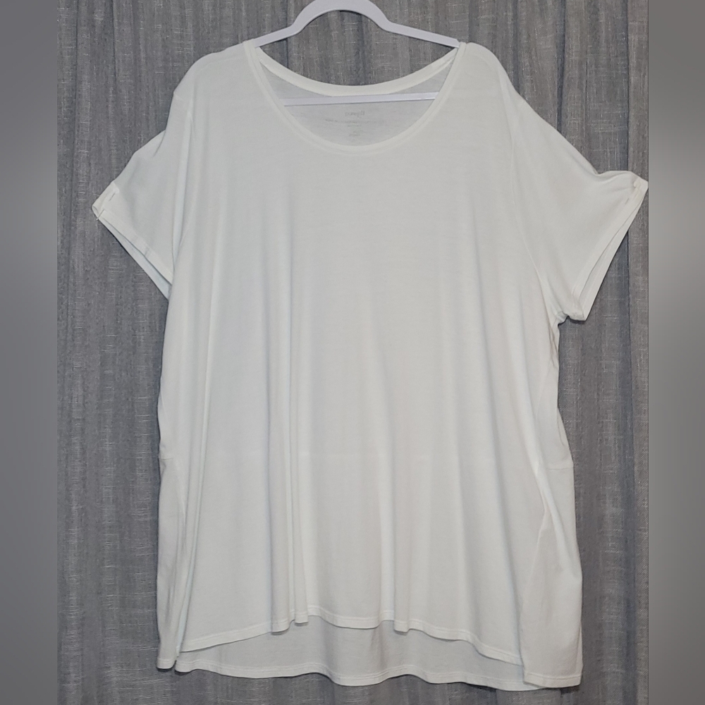 purejill white scoop~neck elliptical tee 3x